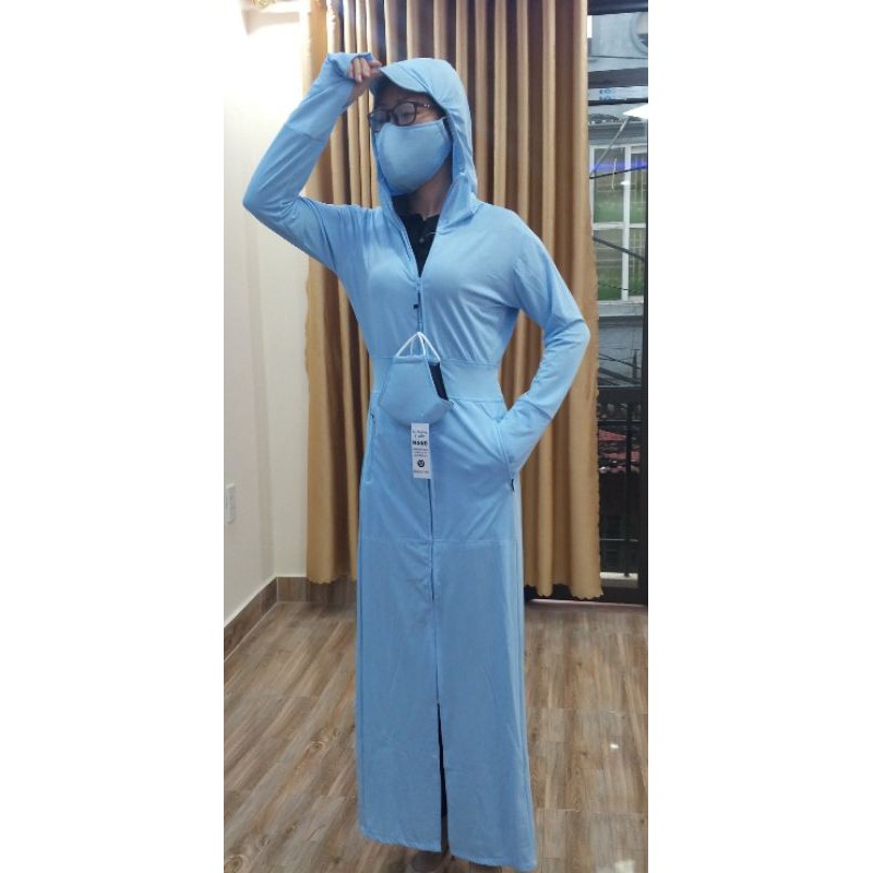 Áo Choàng dài chống nắng toàn thân .Hàng 1lớp chất liệu vải Nano nhật thông hơi thoáng khí. | BigBuy360 - bigbuy360.vn