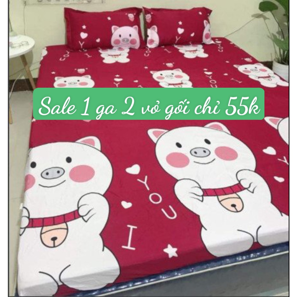 [sale 55k]Bộ Ga Gối 3 Món[1m5x2m,1m6x2m]được chọn mẫu[lá khoai]