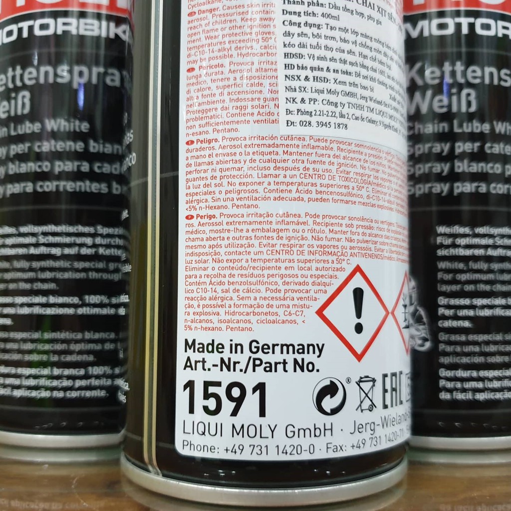 Chai xịt dưỡng sên Liqui Moly Motorbike Chain Lube 400ml