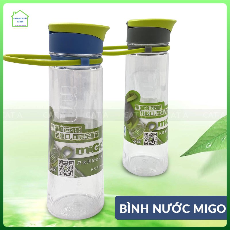 [Rẻ Vô Địch] Bình đựng nước bằng Nhựa BPA FREE MIGO Cao cấp - 730ml - 1783- 001 - kèm rây lọc, quai