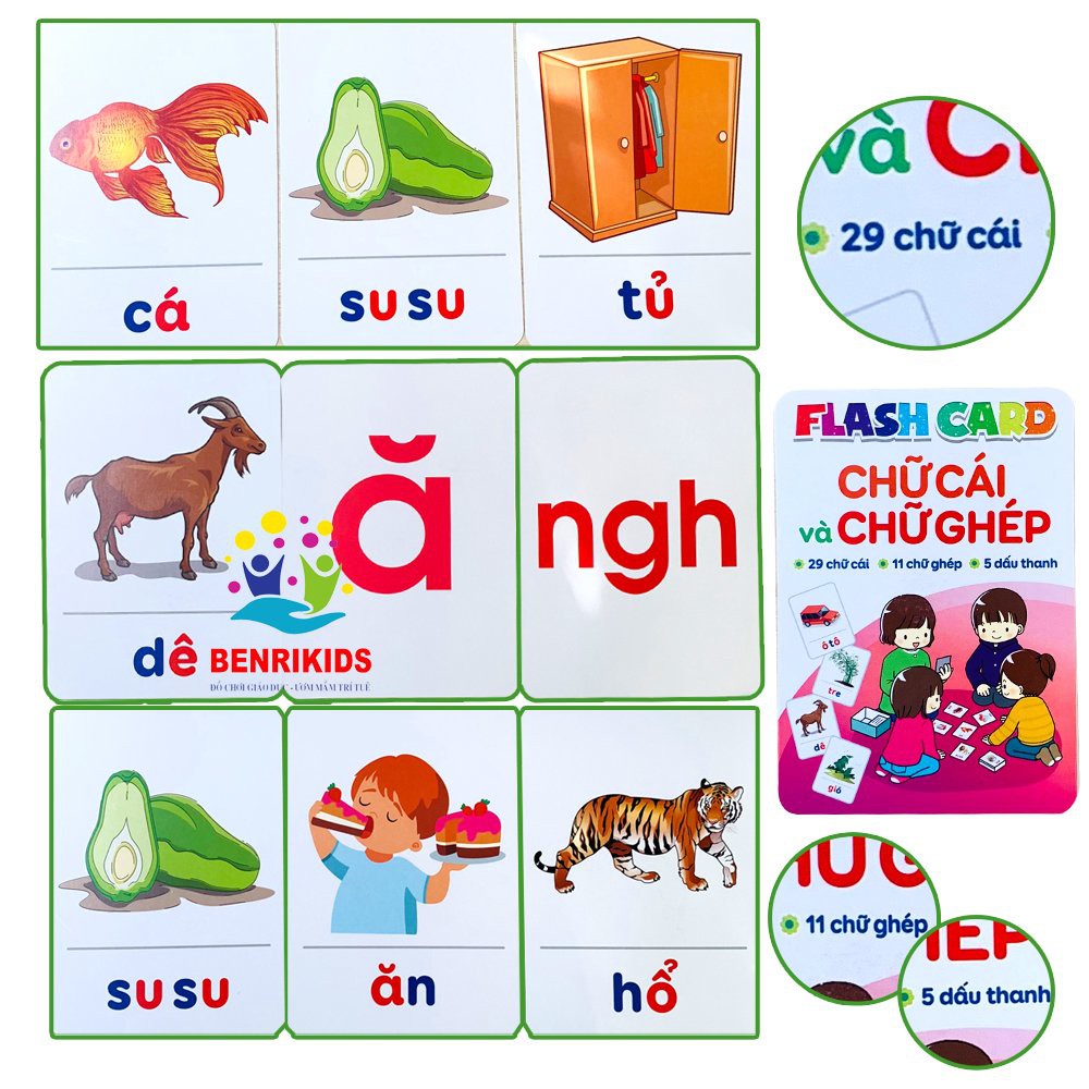 Thẻ Thông Minh Cho Bé Loại To Bộ Thẻ Flashcard Chữ Cái Tiếng Việt Và Chữ Ghép Đồ Chơi Giáo Dục Cho Bé