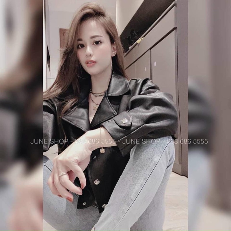 Áo da dáng rộng khuy tay siêu đẹp | BigBuy360 - bigbuy360.vn