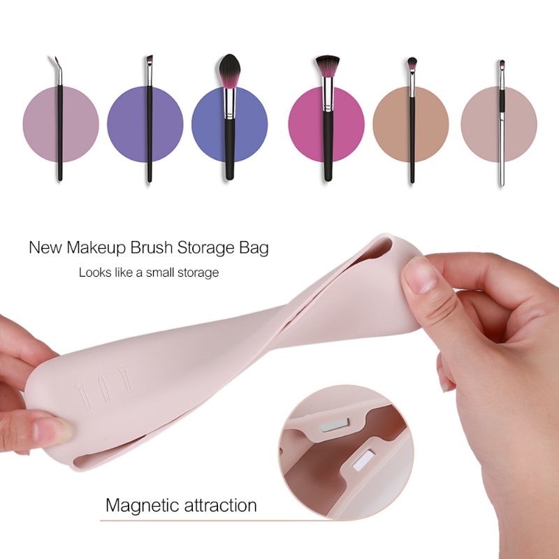 1 Hộp Đựng Cọ Trang Điểm Bằng Silicone Gọn Nhẹ Chống Nước Đa Năng