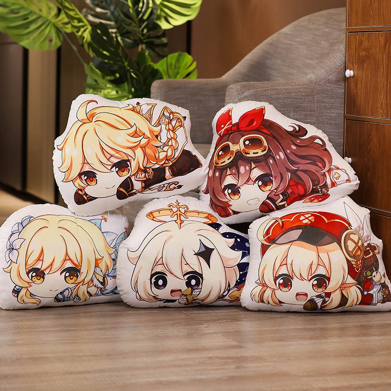 Gối ốm ngủ chibi in hình 2 mặt khác nhau game Genshin Impact chibi nhiều size nhiều nhân vật Klee,Amber,Ganyu,...