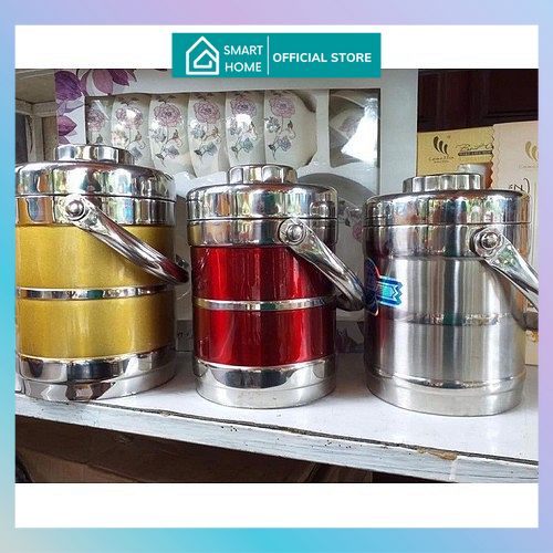 Cặp lồng inox LOẠI 2.0L-1.4 L hàn quốc 3 ngăn chứa đồ ( bạc)