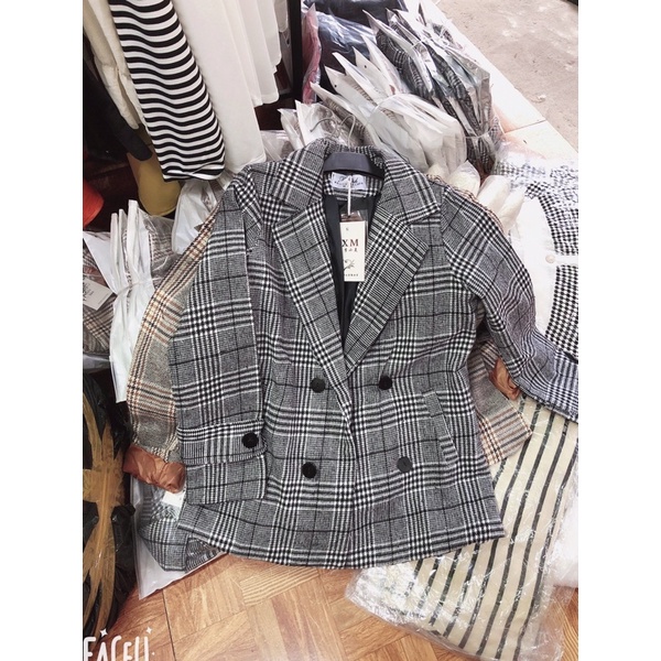 [Mã FAMARAL2 giảm 10K đơn 50K] Áo dạ kẻ 4 cúc hàng quảng châu 2 lớp, Áo vest BLAZER dạ hàng đẹp bán shop / thoitrangsvtn