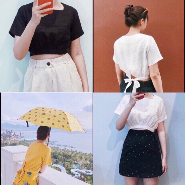 Áo croptop her cột nơ sau (Kèm ảnh chụp thật) | BigBuy360 - bigbuy360.vn