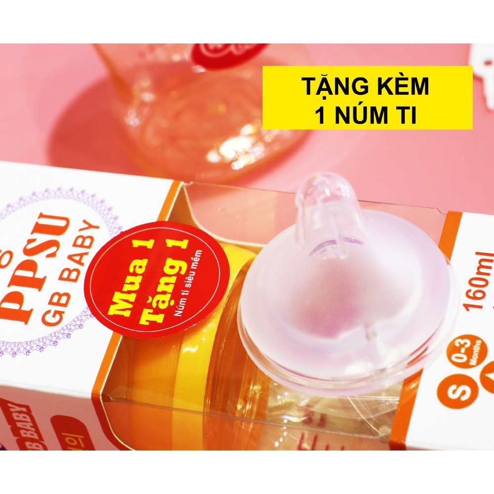 Bình Sữa Cổ Rộng GB BABY PPSU 160ml, 180ml, 240ml Chống Sặc