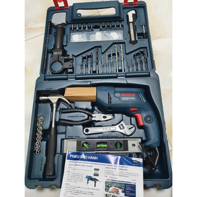 Bộ máy khoan động lực Bosch GSB 550 SET 100 chi tiết