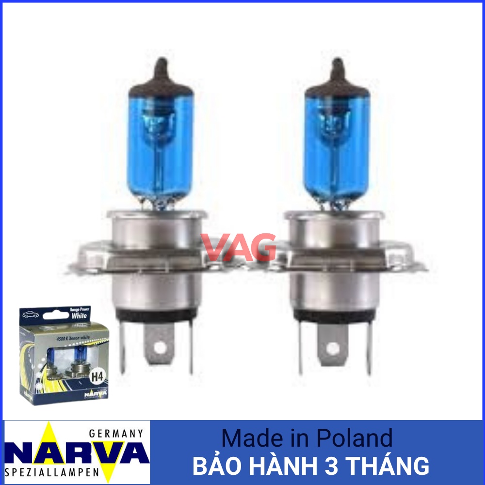Bóng Đèn Pha Ôtô H4 12v 60/55w 4500k Ánh sáng Trắng | Chính Hãng Narva Germany 2 Bóng trên 1 Bộ sản Phẩm