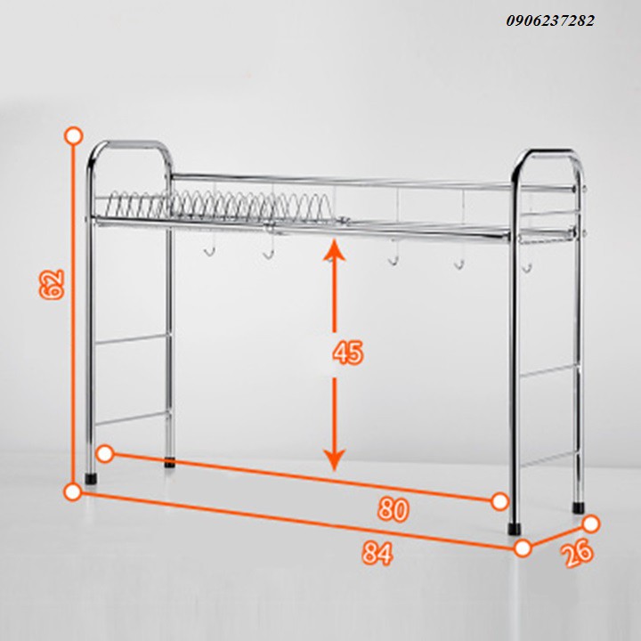 Giá úp chén bát inox để phía trên chậu rửa bát 80cm, 60cm