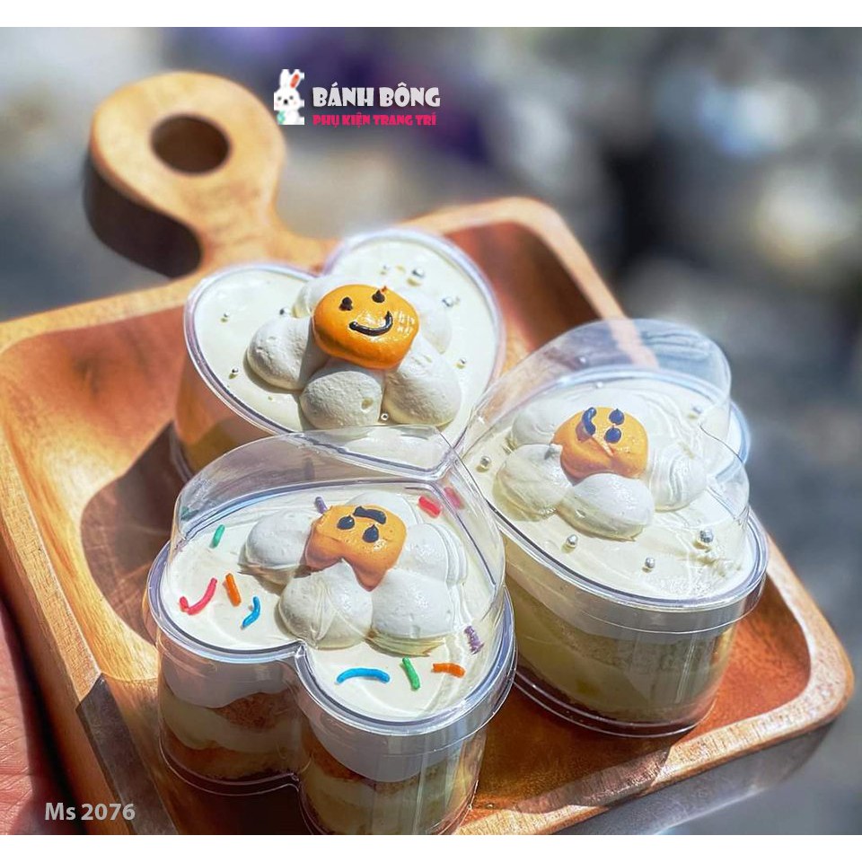 Cốc Mousse Hộp Nhựa Đựng Bánh TIM VUÔNG TRÒN TAM GIÁC HCN OVAL trang trí cho Bánh Sinh Nhật