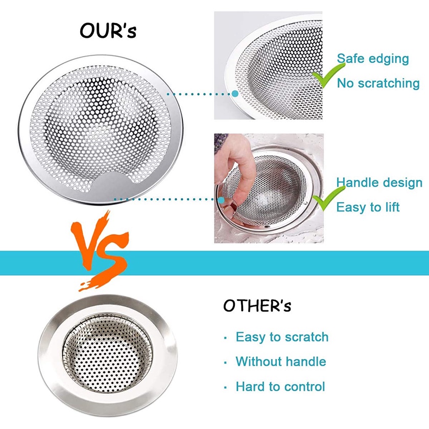 Nắp Lưới Lọc Bằng Thép Không Gỉ Chống Tắc Nghẽn Cho Bồn Rửa Nhà Bếp
