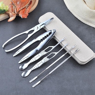 Bộ dụng cụ ăn hải sản 7 chi tiết - dụng cụ ăn cua ghẹ inox