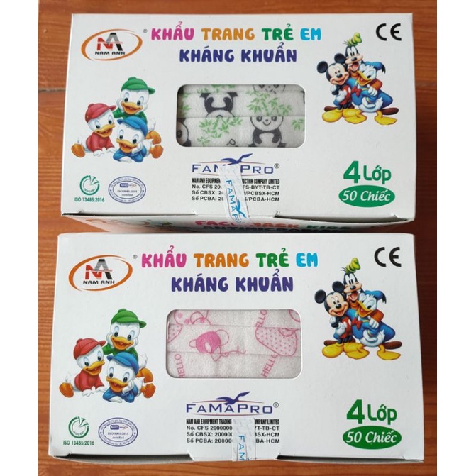 Khẩu trang Famapro max Kids, Hộp 50 cái. Khẩu trang chất lượng cho em bé từ 4-10 tuổi
