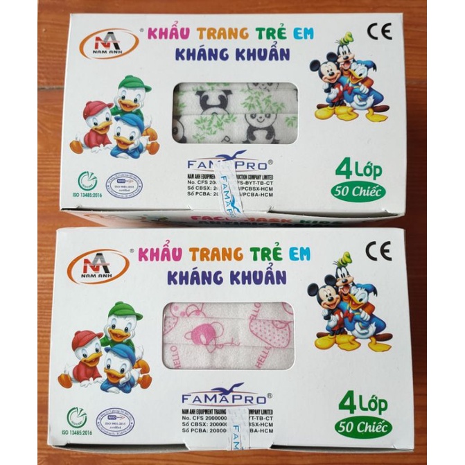 [Chính hãng] Khẩu trang Famapro max Kids, Hộp 50 cái. Khẩu trang chất lượng cho em bé từ 4-10 tuổi