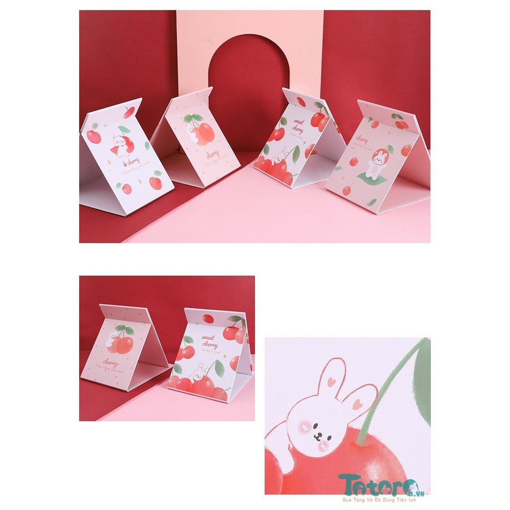 Gương gập để bàn Gấu Thỏ yêu Cherry