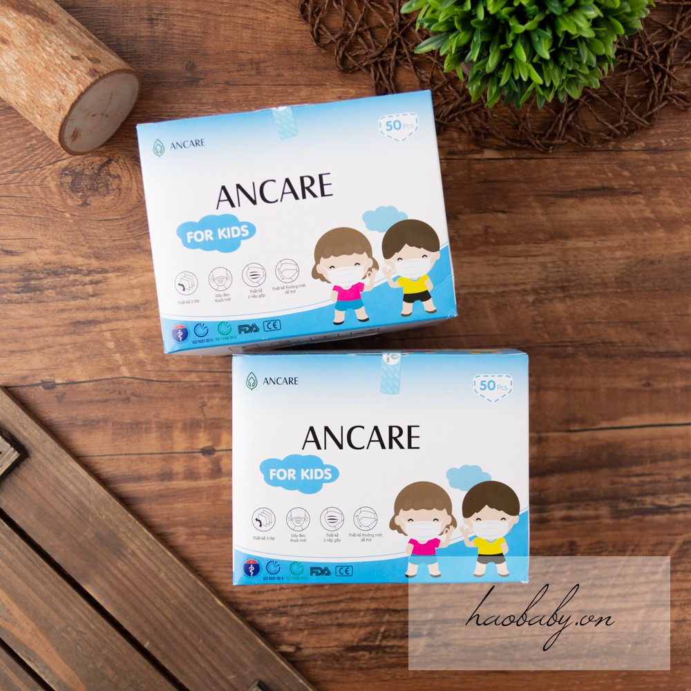 Khẩu trang Ancare Kid - Hàng Việt Nam Xuất Khẩu Mỹ &amp; Châu Âu cho bé