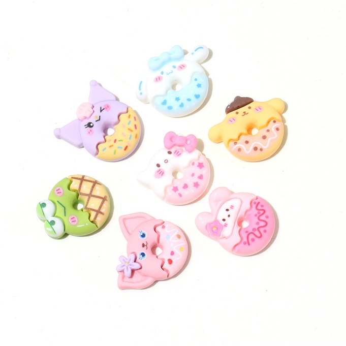Charm donut hình Kuromi, Cinnamoroll trang trí kẹp tóc, dán Jibbitz, vỏ ốp điện thoại, DIY