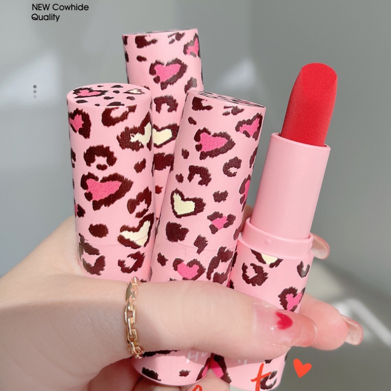 [Hàng mới về] Son môi HUAXIXI chất nhung lì lâu trôi dưỡng ẩm không phai vỏ ống tròn họa tiết da báo