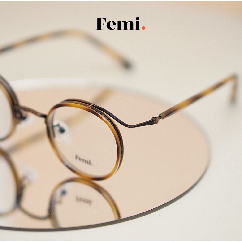 Gọng kính tròn nam Femi Sato phong cách Retro mắt kính cận tròn kim loại