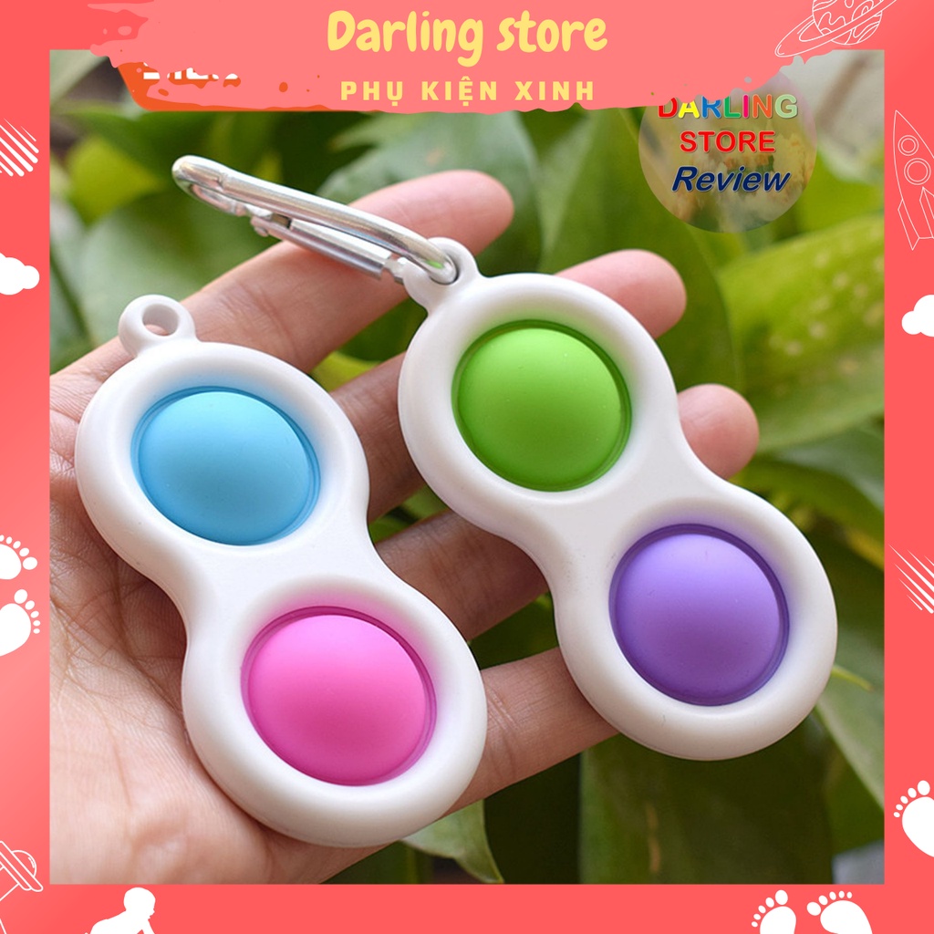 Móc treo khóa Pop It bấm bong bóng giải trí thông minh, Pop It đồ chơi bấm bong bóng silicon giảm stress Darling Store