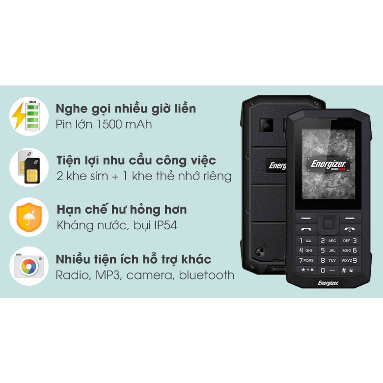 [Mã 1511ELSALE hoàn 7% đơn 300K] Điện Thoại Energizer E100 2 Sim Chống Nước - Hàng Chính Hãng - Bảo Hành 12 Tháng | BigBuy360 - bigbuy360.vn