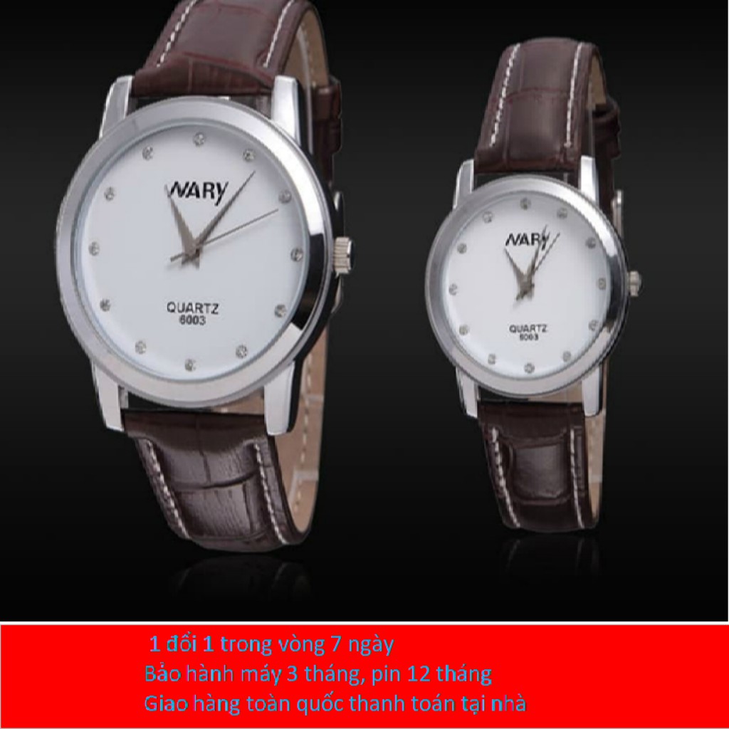 Đồng hồ nam nữ Nary dây da màu nâu