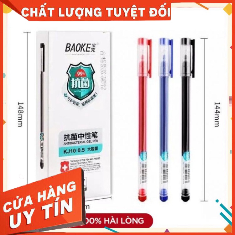 Bút Bi Nước Gel Vỏ Kháng Khuẩn 0.5mm BAOKE KJ10 Màu Tự Chọn Combo 3/6/9/12