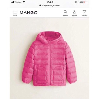 Áo phao lông vũ bé gái pinky mango