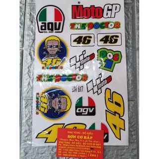 Tem dán xe máy nổi 2 con đầu vàng agv 46 moto gp the doctor