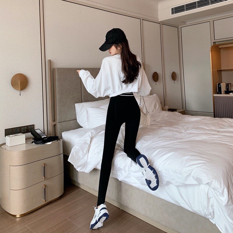 Quần Legging Thể Thao Lưng Cao Chất Liệu Cotton Dày Dặn Giữ Ấm Thời Trang Mùa Đông Hàng Mới 2020 Cho Nữ