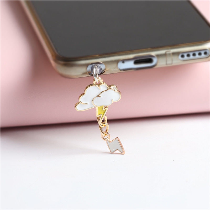 Nút Bịt Chống Bụi Chống Bụi Hình Đám Mây Mưa Cho Cổng Sạc Điện Thoại Di Động