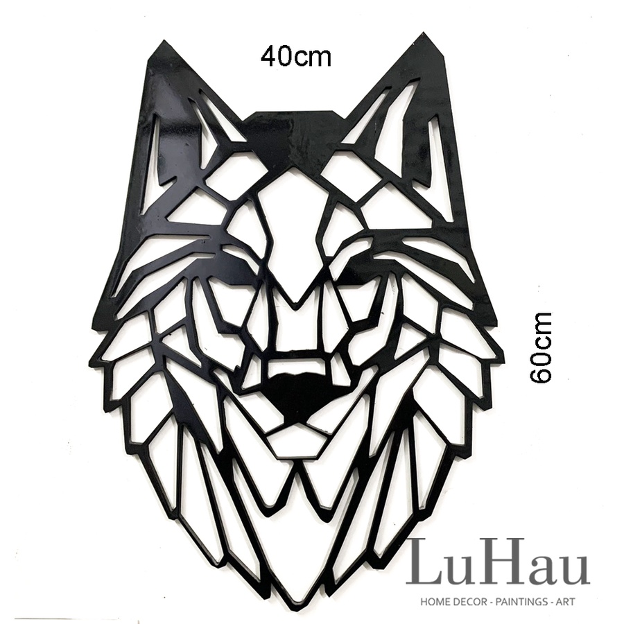 Tranh dán tường 3D phong cách hiện đại trang trí nhà và quán trà sữa hình chó sói ấn tượng