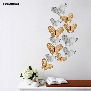 12 Sticker Dán Tường Họa Tiết 3d Hình Con Bướm Dùng Trong Trang Trí Tiệc Cưới