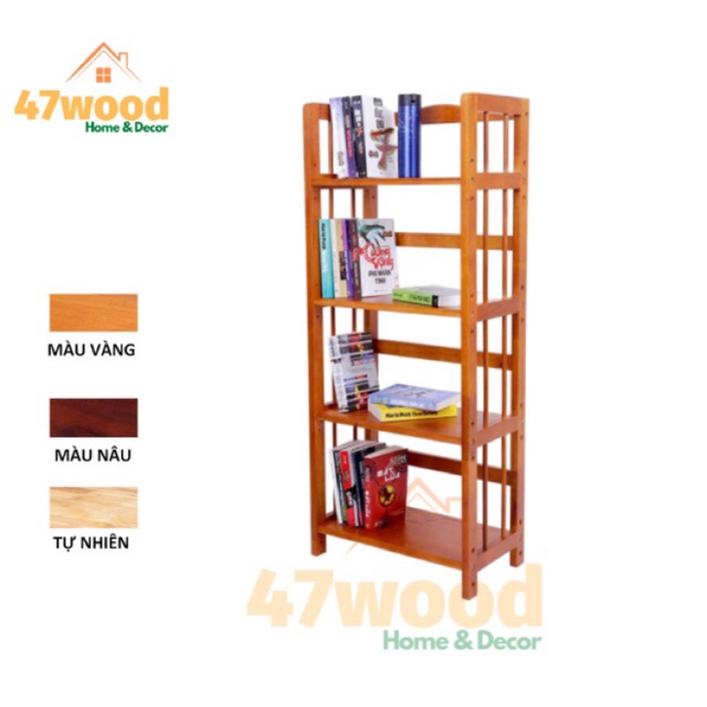 Kệ sách gỗ 4 tầng 50cm 47wood - Kệ gỗ đa năng 4 tầng rộng 50cm