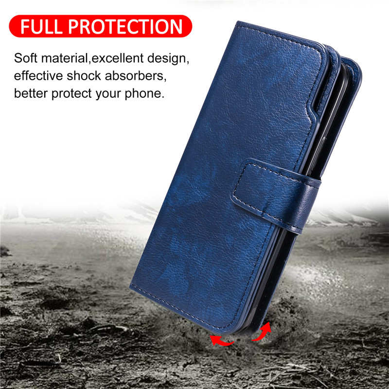 Samsung Nine Card Slot Leather Case S21 Plus S21 ULtra M02S M02 Luxury Retro Full Protection Flip Soft Cover Casing Wallet Multi-card Slot Bracket Phone Case Protective Shell Bin Ladies Gifts Shockproof Anti-fall