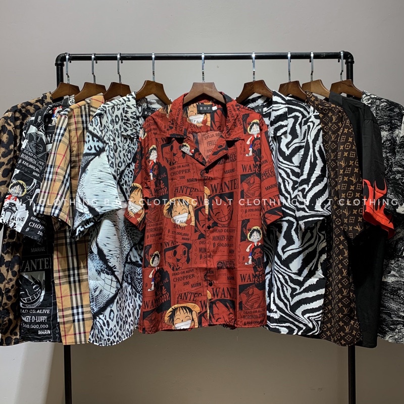 Áo sơ mi họa tiết ngắn tay unisex trơn mềm dành cho nam nữ | BUTCLOTHING