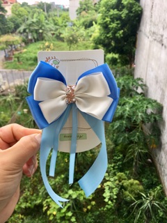 Kẹp tóc nơ lụa satin bản to phong cách tiểu thư