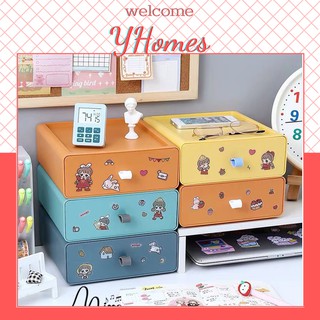 Kệ, tủ mini - Hộp Decor đựng đồ dùng cá nhân dạng ngăn kéo để bàn văn phòng, đựng mĩ phẩm, trang sức có thể xếp chồng