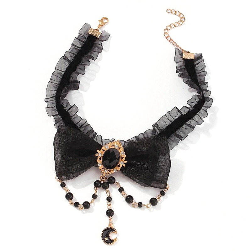 Vòng Cổ Choker Đính Nơ Và Ngọc Trai Nhân Tạo Thời Trang Dành Cho Nữ