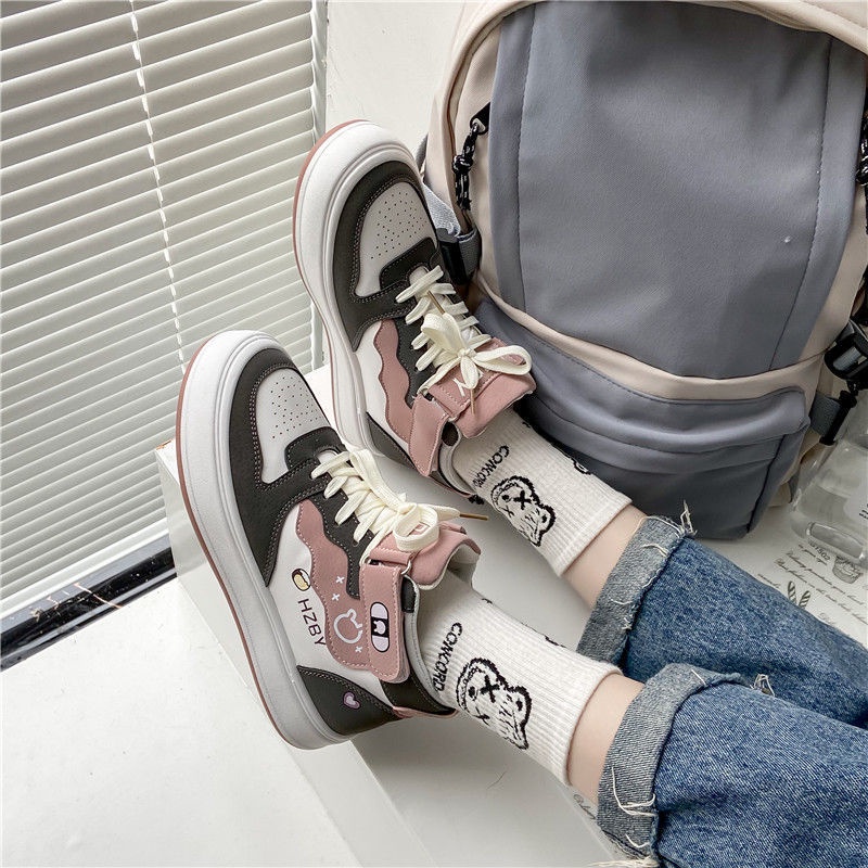 Giày Thể Thao Cổ Cao Phong Cách Harajuku Hàn Quốc Cho Nữ 2022