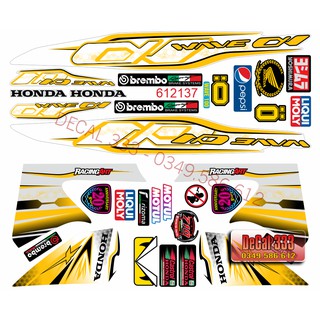 Tem Rời WAVE ALPHA 100 & 50 cc - VÀNG TRẮNG - DÁN XE TRẮNG 612137 (Tem chế 3 lớp cao cấp)