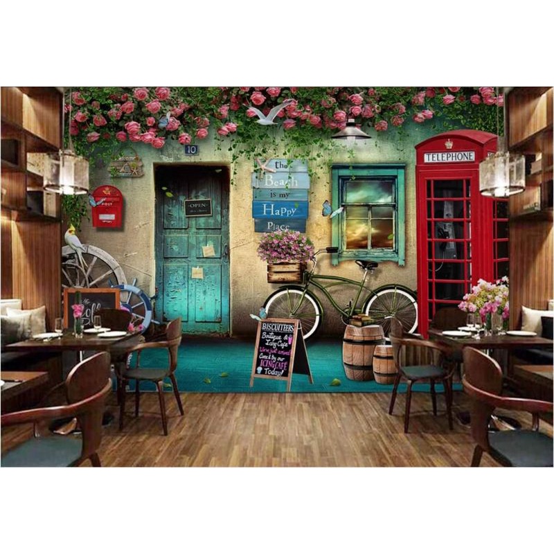 Tranh 3D trang trí quán cafe ,trà chanh, trà sữa chất liệu vải lụa dày bền đẹp dễ dán in theo yêu cầu LH 0367199384