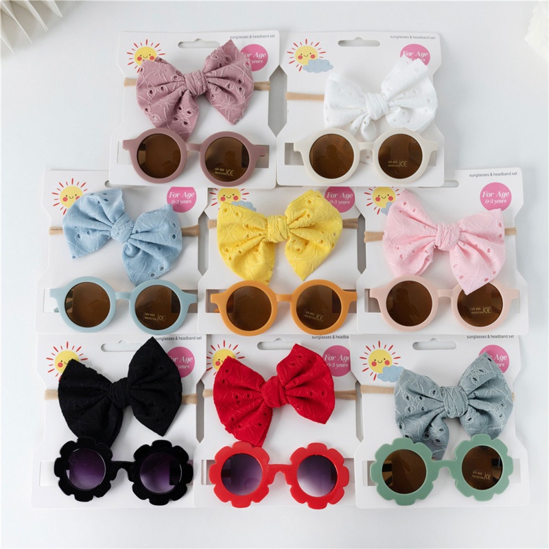 Set 2 Kính Mát Chống Tia UV Trang Trí Nơ Đáng Yêu Dành Cho Các Bé