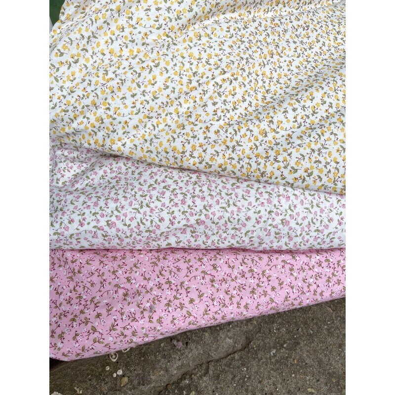 Vải thô cotton mềm mát nụ hoa nhí