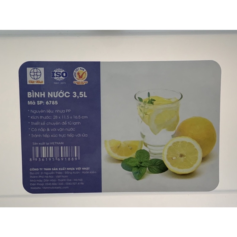 Bình đựng nước có vòi 3.5L việt nhật đa năng  để tủ lạnh