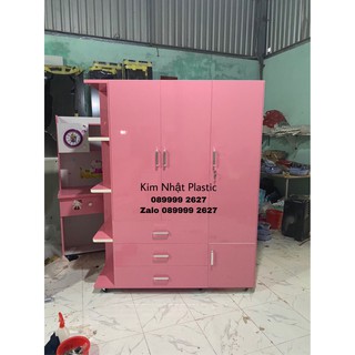 Tủ quần áo 1m4 full hồng cực đẹp-Nhựa Đài Loan- FREESHIP