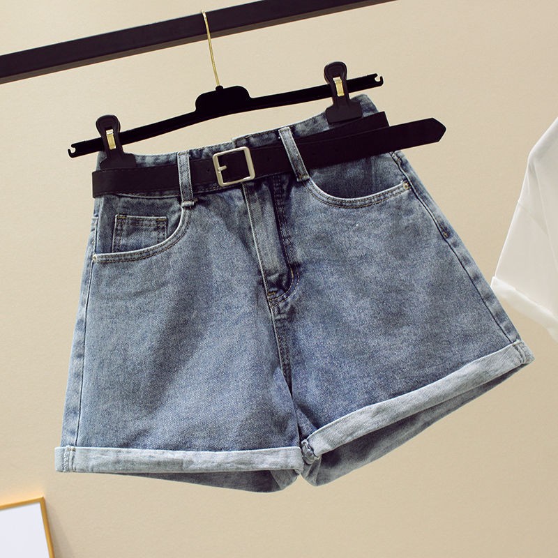 Quần Short Denim Giả Váy Lưng Cao Dáng Rộng Kiểu Hàn Quốc 2021