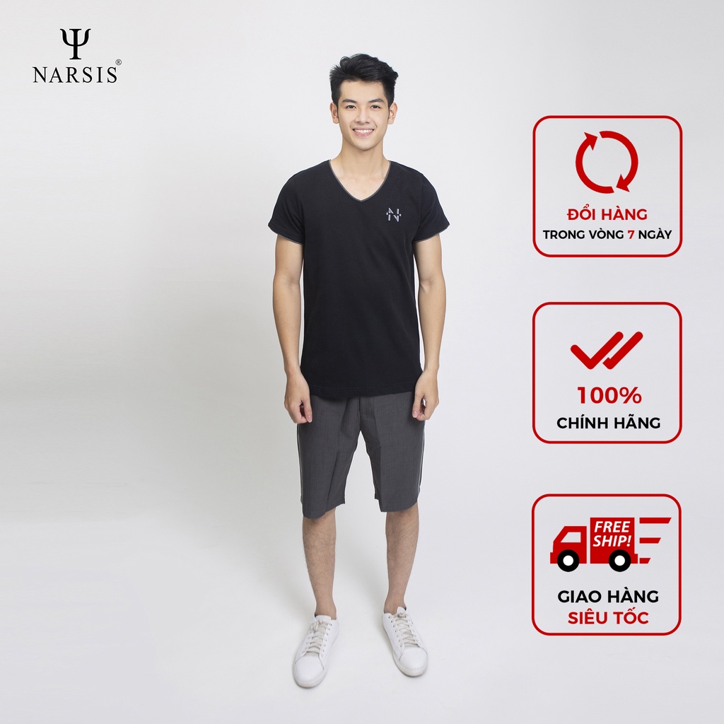 Áo cộc nam màu đen Narsis D5016